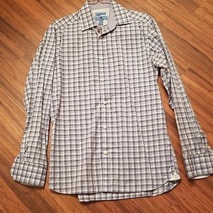 Men's blue and white slim fit striped shirt
